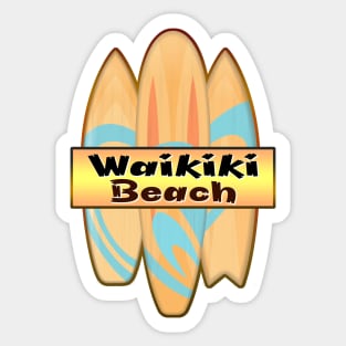 Surf Waikiki Beach Hawaii Surfing Surfboard Shaka Hang Loose Sticker